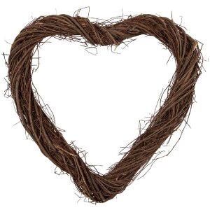 Clayre & Eef Věnec srdce z rattanu, hnědý,...