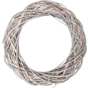 Clayre & Eef Vánoční věnec z ratanu bílý Ø 40 cm