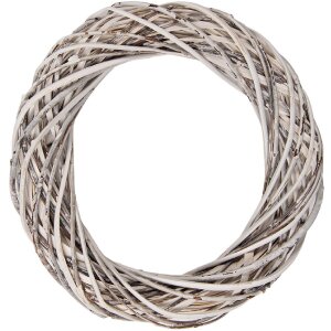 Clayre & Eef Vánoční kruh z ratanu bílý Ø 30x6 cm