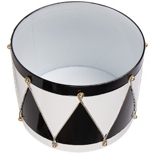 Clayre & Eef Dekorační bubny sada 2 bílá černá Ø37x26 / Ø32x17