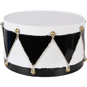 Clayre & Eef Dekorační bubny sada 2 bílá černá Ø37x26 / Ø32x17