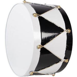 Clayre & Eef Dekorační bubny sada 2 bílá černá Ø37x26 / Ø32x17