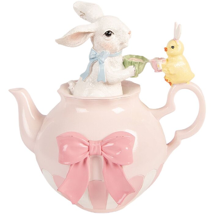 Clayre & Eef Zvířecí dekorace křeček bílo-růžová 20x14x20 cm