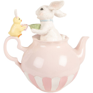 Clayre & Eef Zvířecí dekorace křeček bílo-růžová 20x14x20 cm