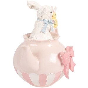 Clayre & Eef Zvířecí dekorace křeček bílo-růžová 20x14x20 cm