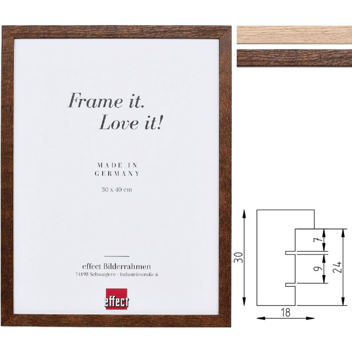 Effect Dřevěný rám Profil 2430 z masivního dubu, moderní blokový profil s ostrými hranami