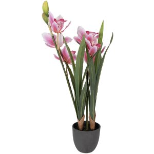 Clayre & Eef umělá rostlina Cattleya Hybrida růžově-zelená 55 cm