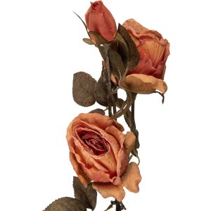 Clayre & Eef Dekorační větev s květy oranžové a zelené 12x12x70 cm