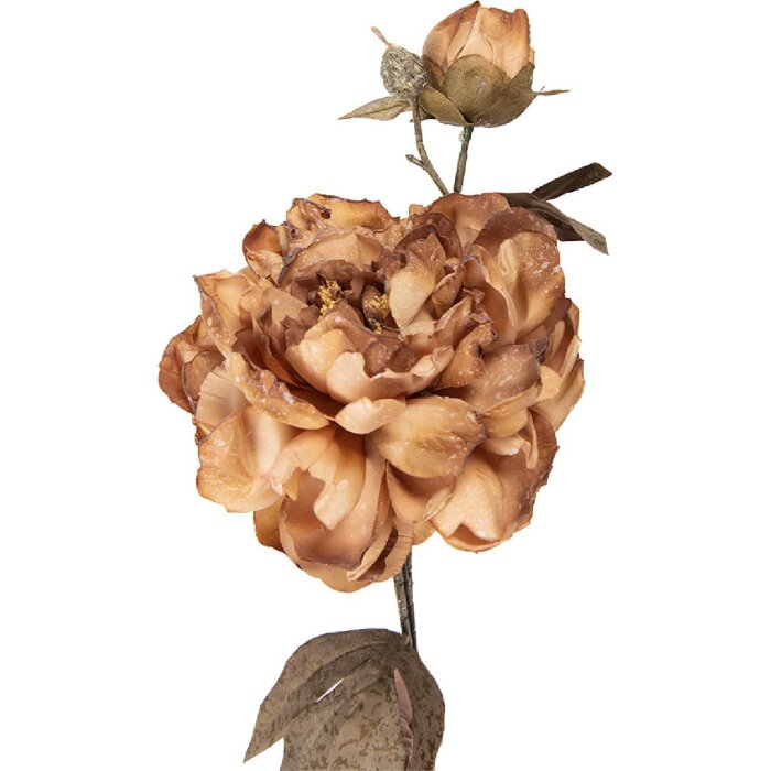 Clayre & Eef Větev s květy hnědo-zelená 14x17x73 cm