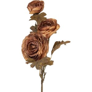 Clayre & Eef Dekorace větve s květy hnědozelená 10x12x70 cm