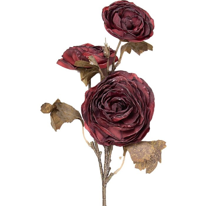 Clayre & Eef Dekorace větve s květy červená zelená 10x12x70 cm