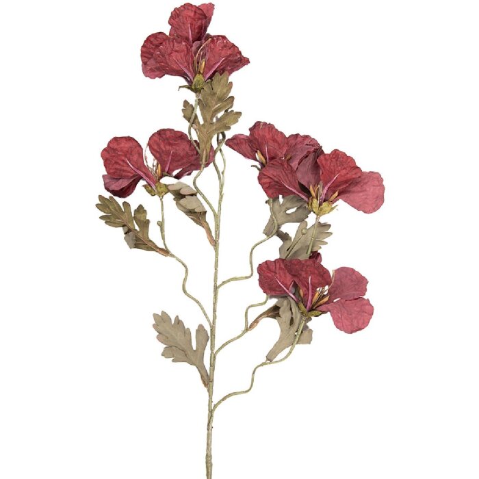 Clayre & Eef Kovová dekorace větvení s květy červená a zelená 8x21x82 cm