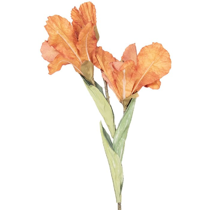 Clayre & Eef dekorační větev s květy oranžová zelená 85 cm