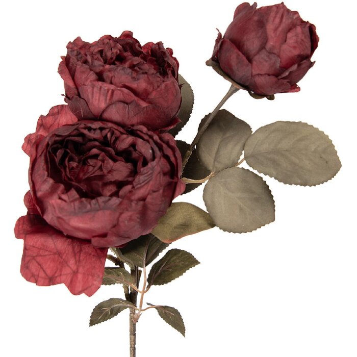 Clayre & Eef dekorativní větvička s květy červeno-zelená 12x15x52 cm