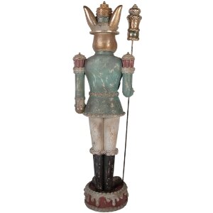 Clayre & Eef Dekorační králíček hnědo-zelený 29x25x100 cm