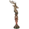 Clayre & Eef Dekorace Jelen Zlatý s Zelenými Akcenty 16x22x70 cm