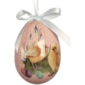 Clayre & Eef sada 9 zavěšených dekorativních vajíček modro-bílá Ø 5x8 cm