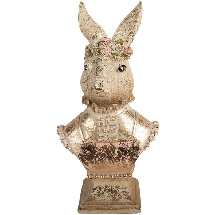 Clayre & Eef socha králíka béžová růžová 16x11x31 cm