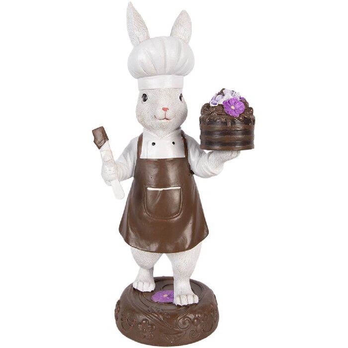Clayre & Eef Dekorační figurka králíka přírodní bílo-hnědá 15x11x32 cm