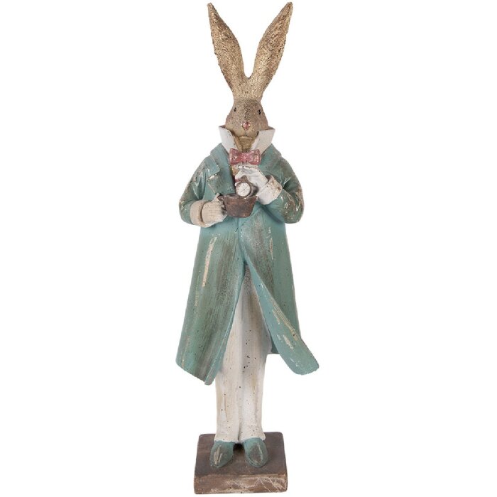 Clayre & Eef Dekorace Zvířecí Figurka Zlatá Modrá 14x11x48 cm