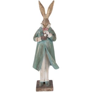 Clayre & Eef Dekorace Zvířecí Figurka Zlatá Modrá 14x11x48 cm