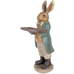 Clayre & Eef dekorace králík s košíčkem zlatá modrá béžová