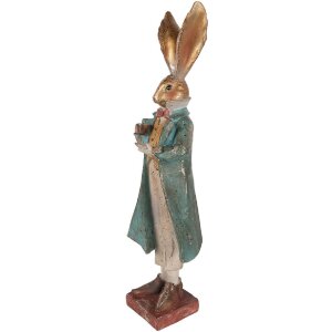 Clayre & Eef Dekorační králík zlatý modrý 14x12x47 cm