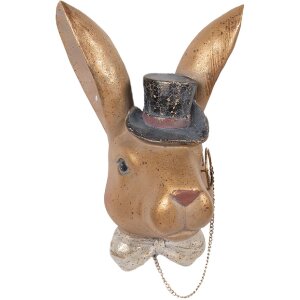 Clayre & Eef dekorace králík zlatý černý 17x11x25 cm