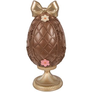 Clayre & Eef Dekorace Vaječko s Králíkem hnědo-zlaté Ø12x26 cm