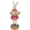 Clayre & Eef dekorace králík s košem béžově růžový 11x14x30 cm