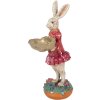 Clayre & Eef dekorace králík s košem béžově růžový 11x14x30 cm