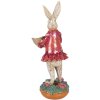 Clayre & Eef dekorace králík s košem béžově růžový 11x14x30 cm