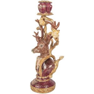 Clayre & Eef Svícen Ježek fialovo-zlatý 14x11x31 cm