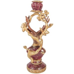 Clayre & Eef Svícen Ježek fialovo-zlatý 14x11x31 cm