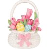 Clayre & Eef dekorační košík bílý s růžovými akcenty 14x11x18 cm