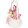 Clayre & Eef dekorační košík bílý s růžovými akcenty 14x11x18 cm
