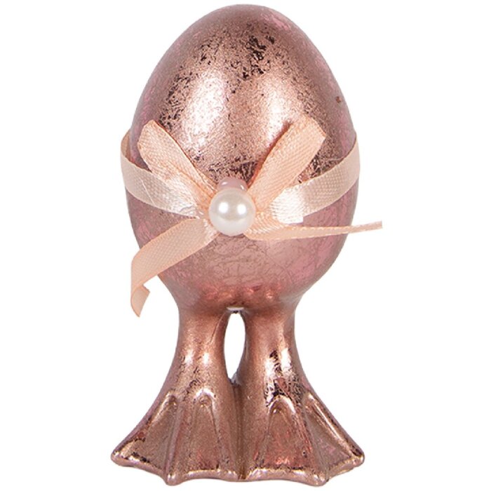 Clayre & Eef Dekorační vejce růžově-oranžové Ø 6x10 cm