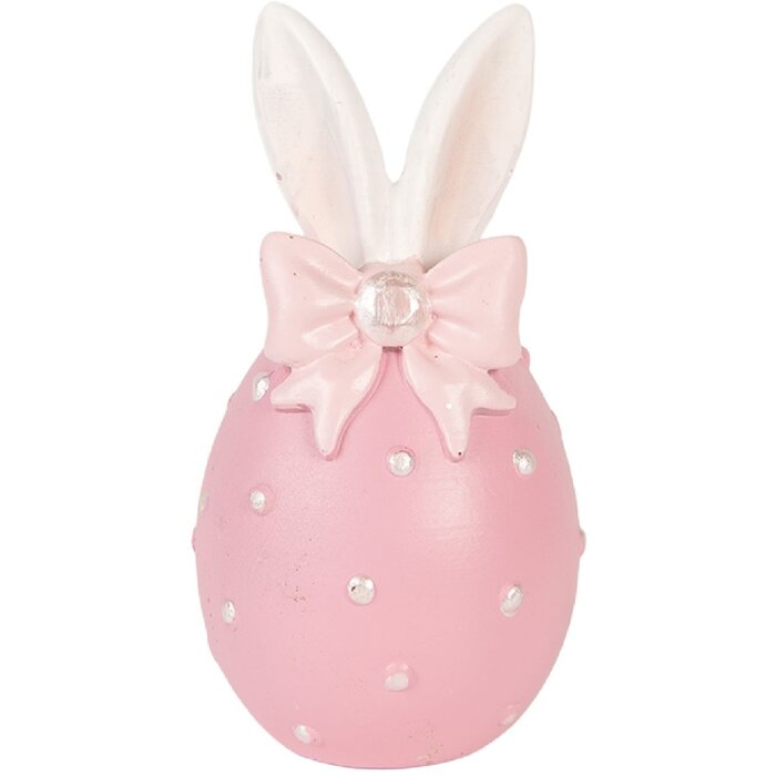 Clayre & Eef dekorativní vajíčko růžovo-bílé Ø 6x12 cm