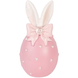 Clayre & Eef dekorativní vajíčko růžovo-bílé Ø 6x12 cm