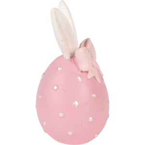 Clayre & Eef dekorativní vajíčko růžovo-bílé Ø 6x12 cm