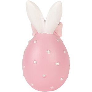 Clayre & Eef dekorativní vajíčko růžovo-bílé Ø 6x12 cm