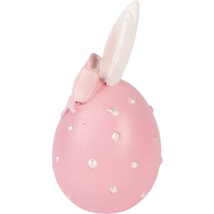 Clayre & Eef dekorativní vajíčko růžovo-bílé Ø 6x12 cm