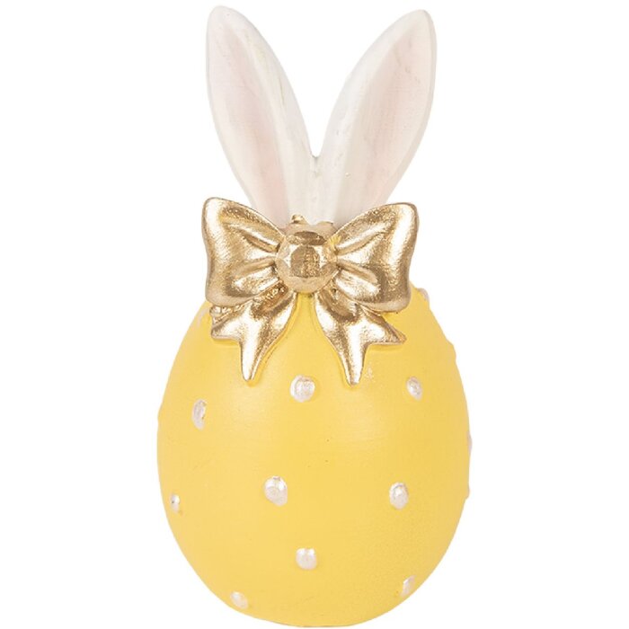 Clayre & Eef Vánoční vejce žluté-bílé Ø 6x12 cm