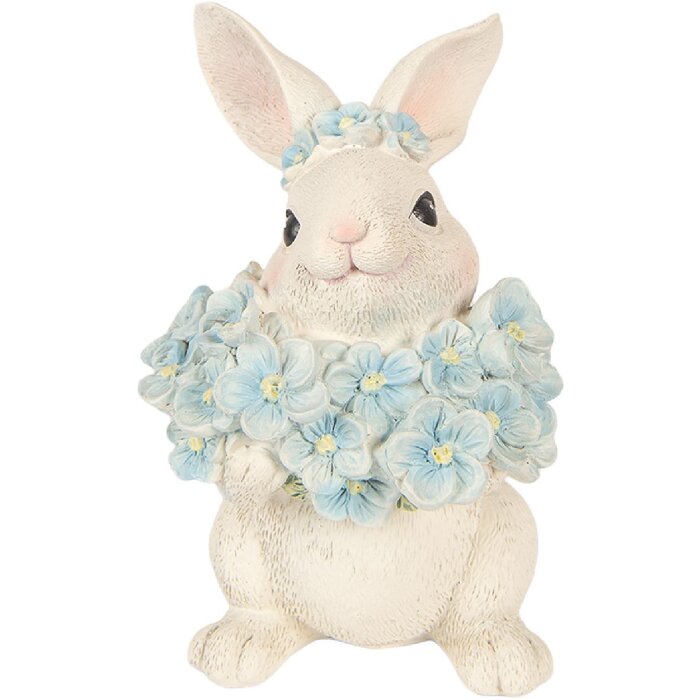 Clayre & Eef dekorační králíček bílo-modrý 9x10x13 cm
