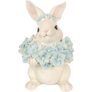 Clayre & Eef dekorační králíček bílo-modrý 9x10x13 cm