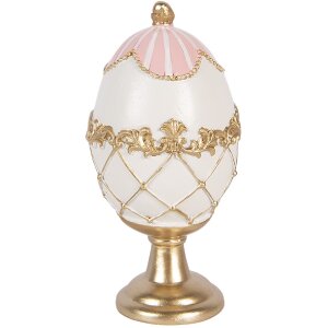 Clayre & Eef dekorační vejce bílé s zlatými akcenty Ø 8x15 cm