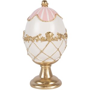 Clayre & Eef dekorační vejce bílé s zlatými akcenty Ø 8x15 cm