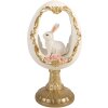 Clayre & Eef Vánoční vajíčko s králíkem bílo-zlaté 12x11x22 cm