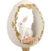 Clayre & Eef Vánoční vajíčko s králíkem bílo-zlaté 12x11x22 cm