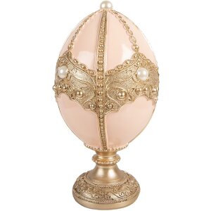 Clayre & Eef Dekorace Vajíčko Jemné Růžové s Zlatým Lékem Ø15x27 cm